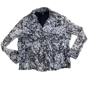 INC International Concepts | Long Sleeve Top Button Down Size 3X Black & White